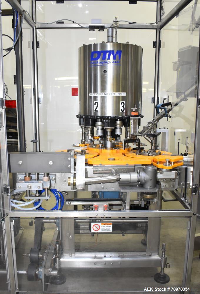 DTM Purefill 2000 Liquid Filling Line w/Pneumatic Scale Plugger and Capper